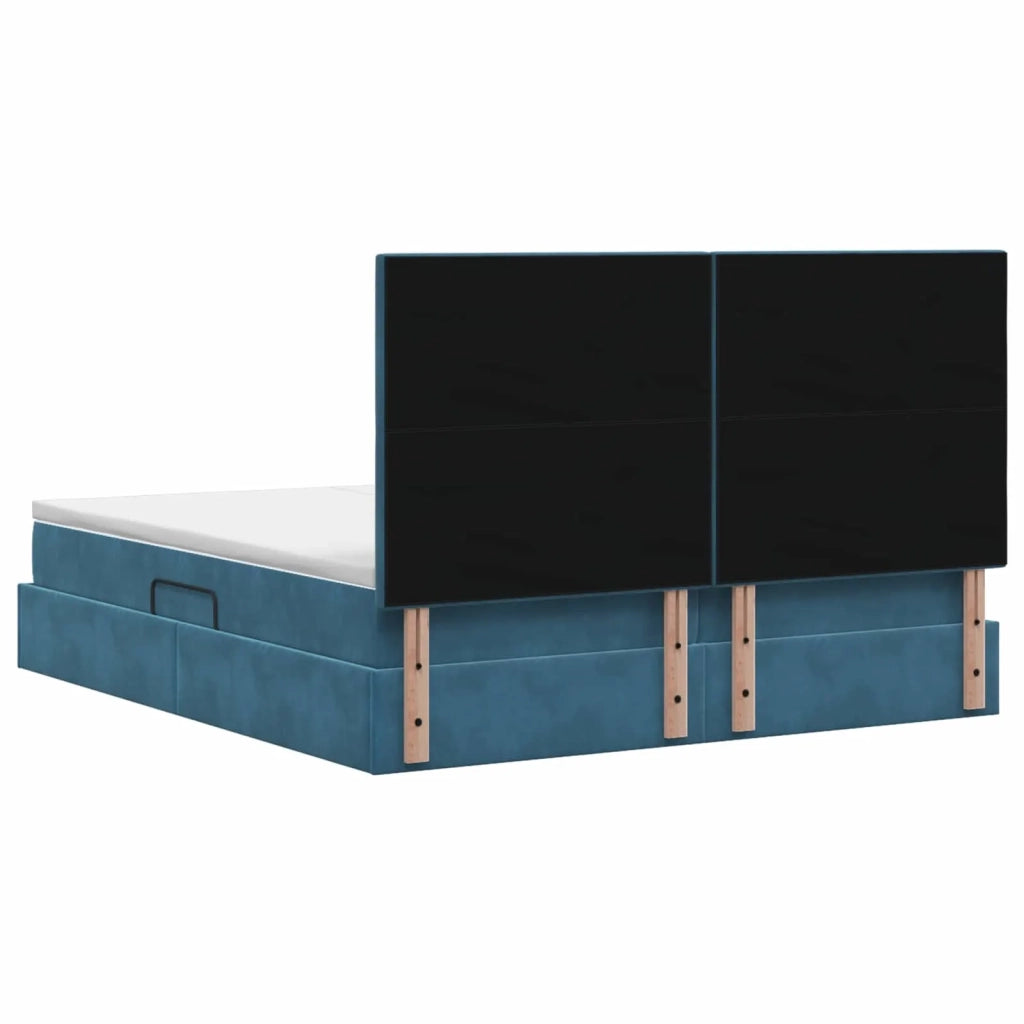 Letto con Contenitore Blu Scuro 200 x 200 cm Velluto 3459823