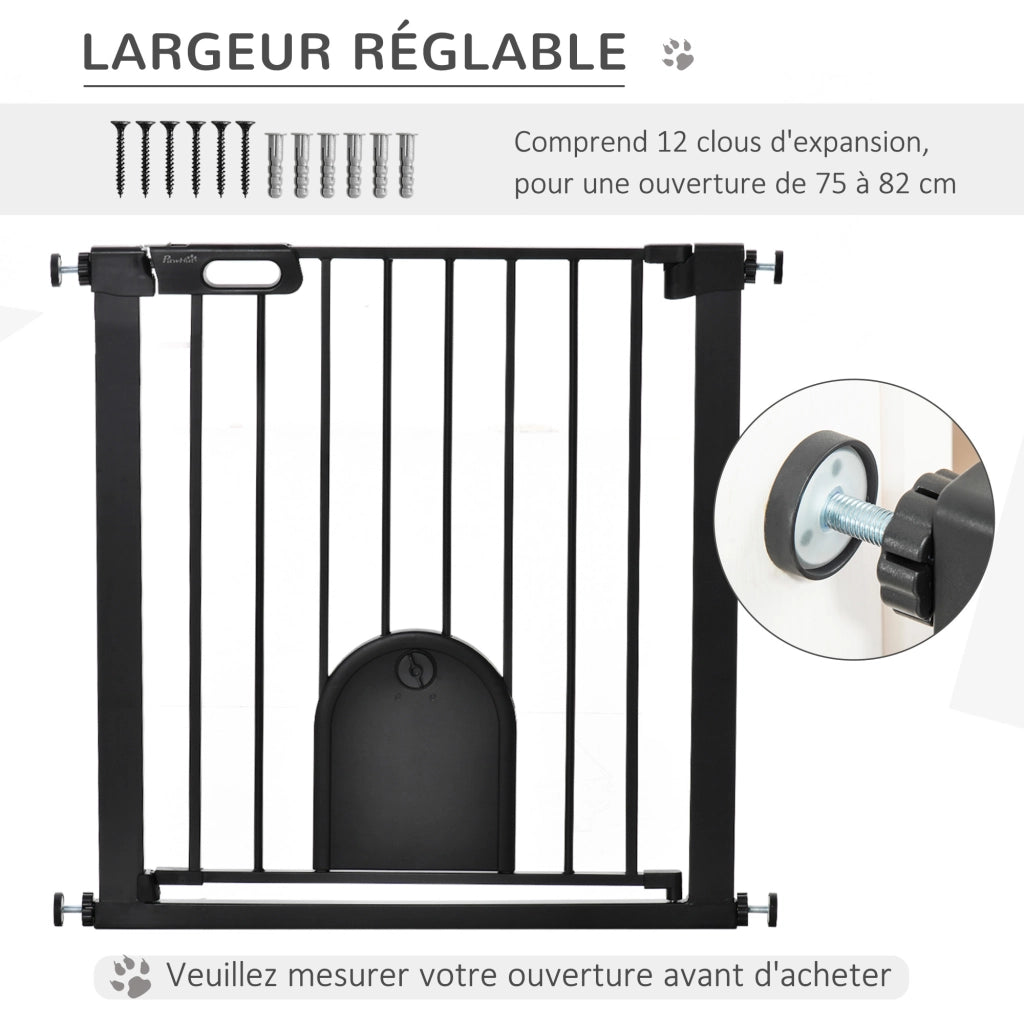 Cancelletto di sicurezza per animali con porta a chiusura automatica e doppio sistema di blocco ¨C Xylo ¨C acciaio nero