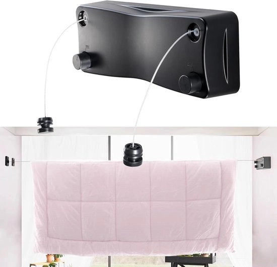 Linea di asciugatura retrattile in acciaio inossidabile di alta resistenza 2 x 5,2 m - Doppia linea di asciugatura da parete montabile all'esterno e all'interno per bagno e balcone