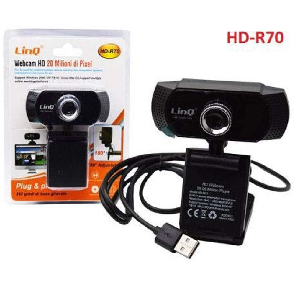 Trade Shop - Webcam Usb Full Hd 1080p 20 Milioni Pixel Con Microfono Per Windows Mac Hd-r70 -