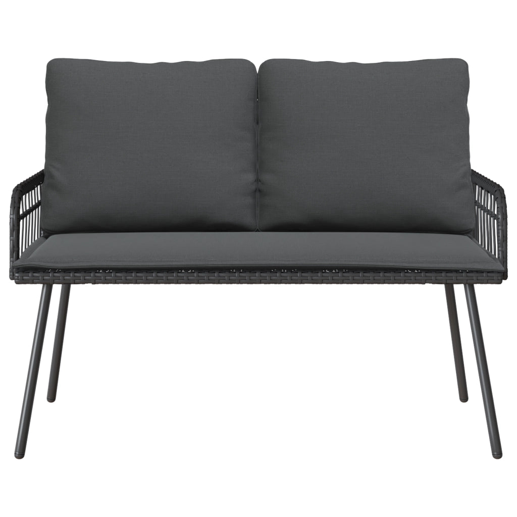 Panchina da Giardino  Nera 114x64x78 cm in Polyrattan