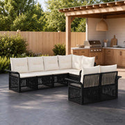 Set Divano da Giardino 7 pz 7-Numero di posti Nero polyrattan 3434887