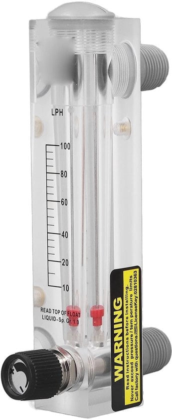 Misuratore di flusso liquido 100 l/h - Tipo pannello - Misuratore acrilico - Misuratore di flusso di tubo - Precisione 4% - Intervallo di misura 10-100 lph - Misuratore di flusso