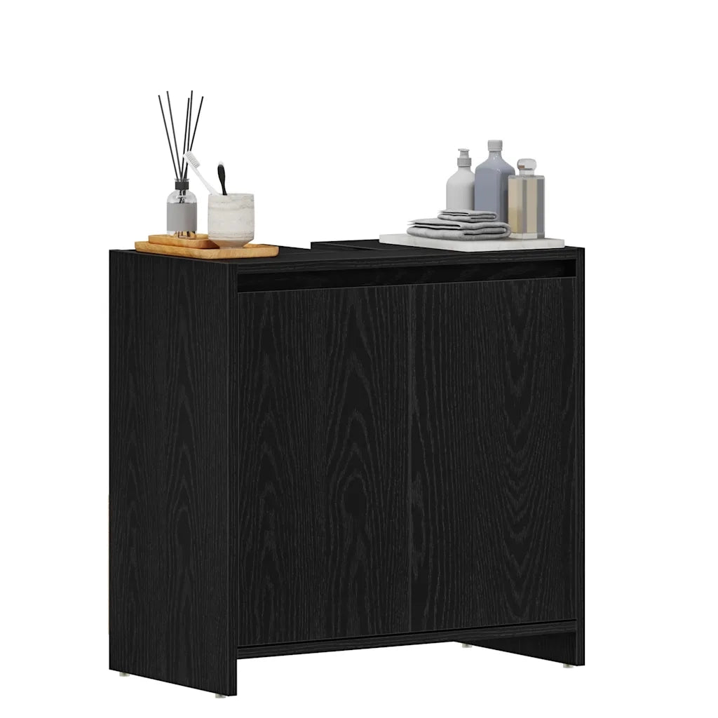 Armadietto Bagno Rovere Nero 60x33x60 cm Legno Ingegnerizzato 862508
