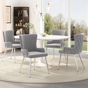 SEDIA da pranzo in velluto grigio e argento Set da 4 pezzi