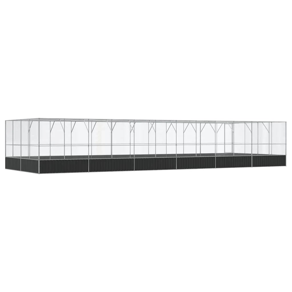 Voliera a gabbia con estensione in argento 1246 x 414 x 212 cm acciaio argento 02_0045649