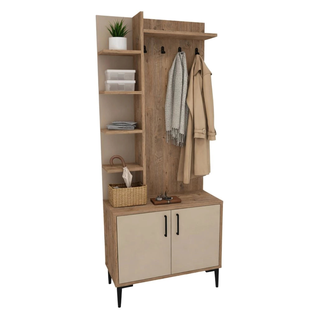 Formigaro, Mobile da Ingresso 6 Paia, 74x33x183h cm Marrone Rovere Nodi