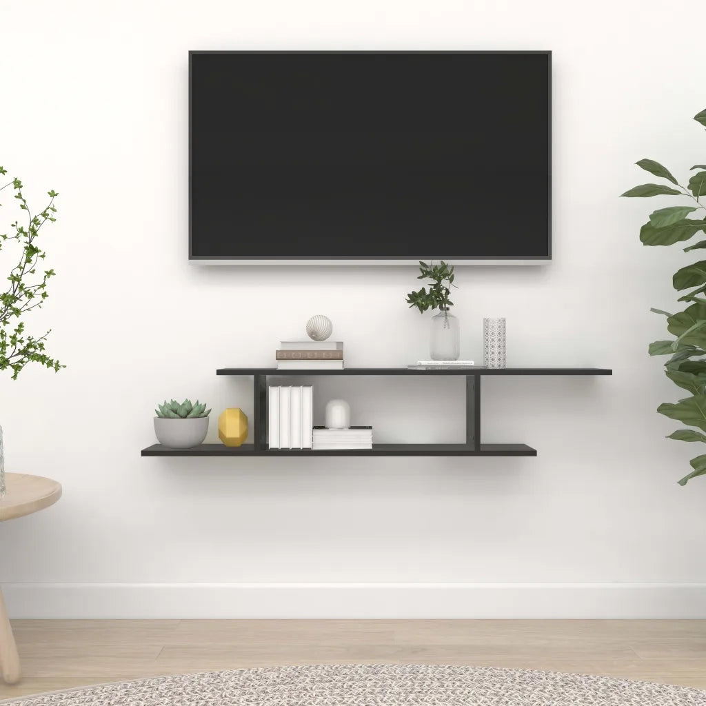 Mensola TV a Parete Nera 125x18x23 cm in Truciolato cod mxl 33322