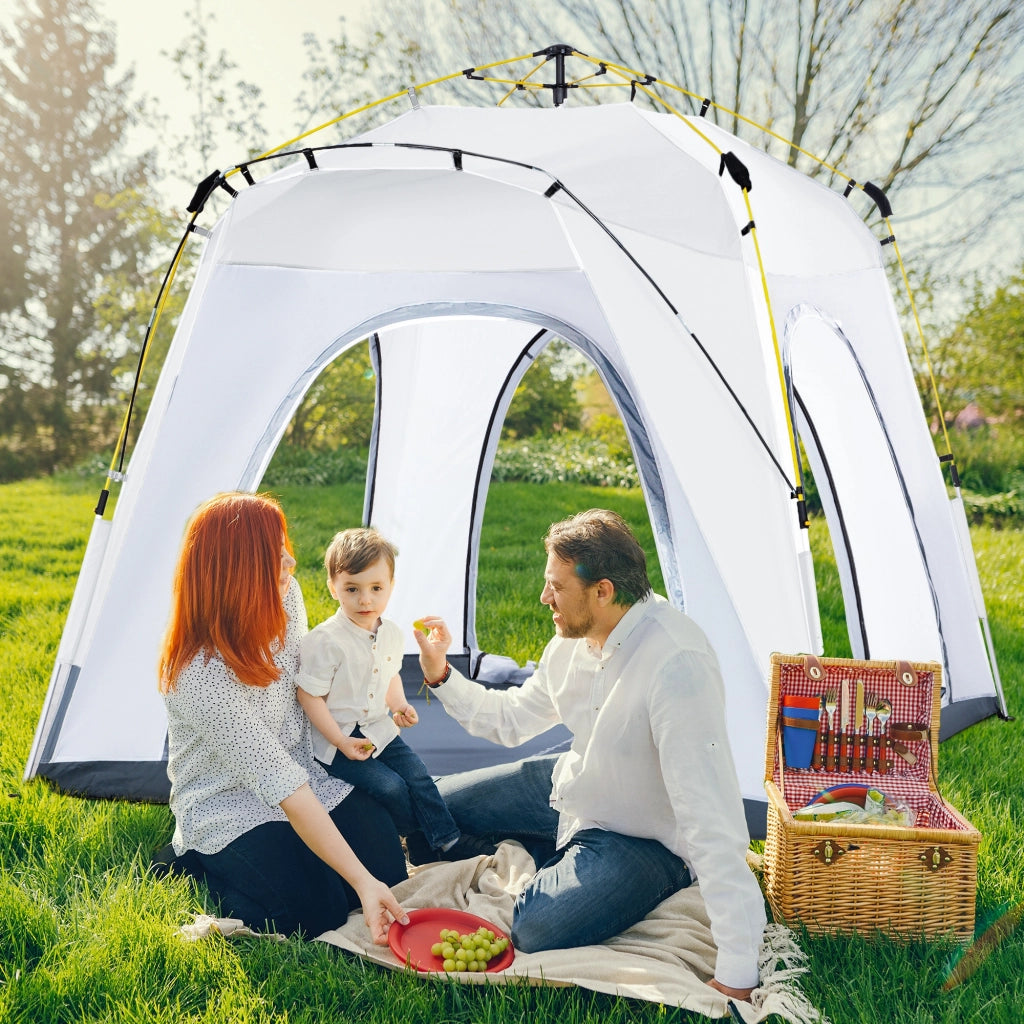 Tenda da Camping 4 Persone ¨C zephmum ¨C Grigio 200x200x150 cm