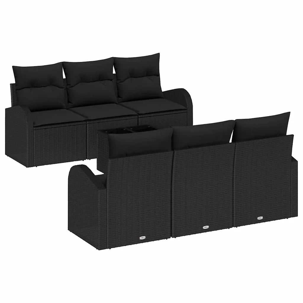 Set Divano da Giardino Nero 55 x 55 x 37 cm polyrattan
