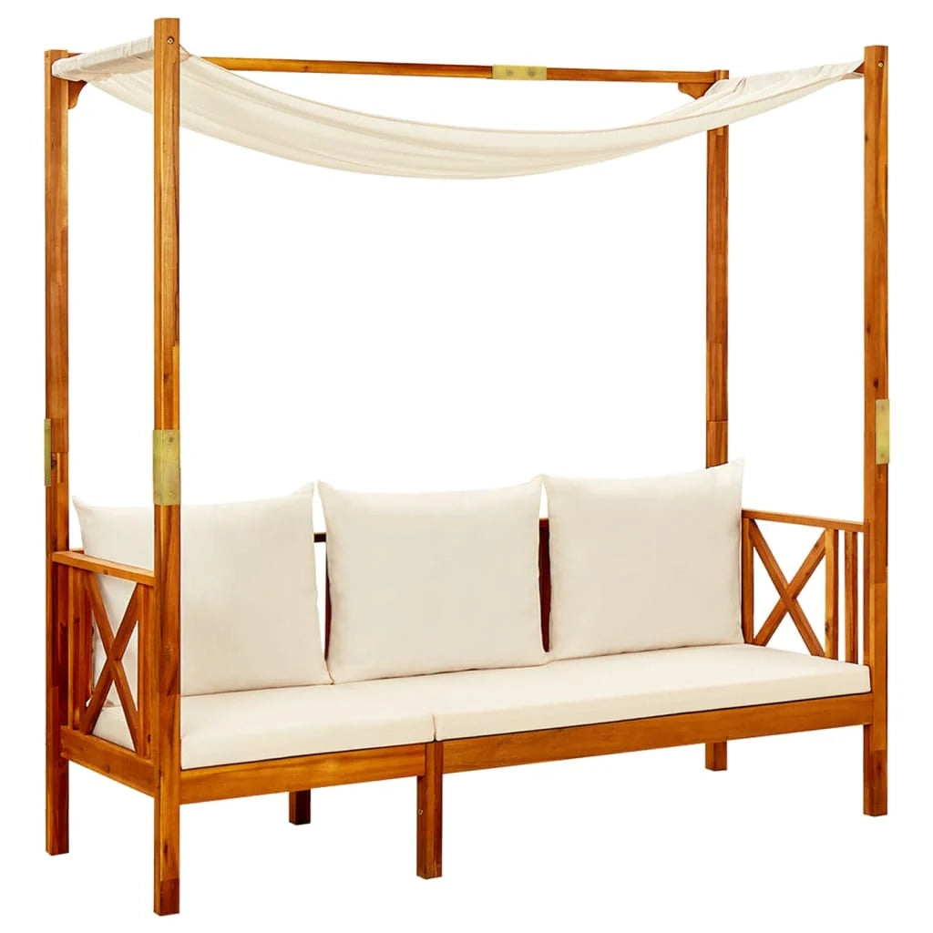 Panca da giardino mobili da esterno per patio terrazza con tettoia legno massello di acacia 02_0011343