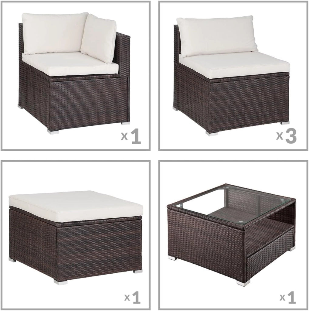 ® Lounge Tavolo da Giardino Set Polyrattan Mobili da Esterno Inclusi Cuscini 318L Gruppo di Seduta Terrazza Balcone Salottino Outdoor