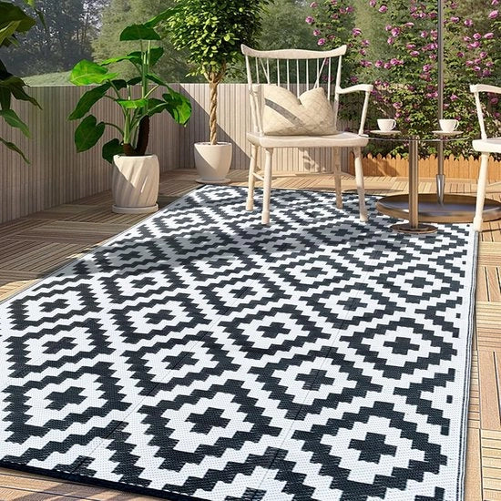 Tappeto Esterno Giardino - Impermeabile e Portatile - 120x180CM - Nero