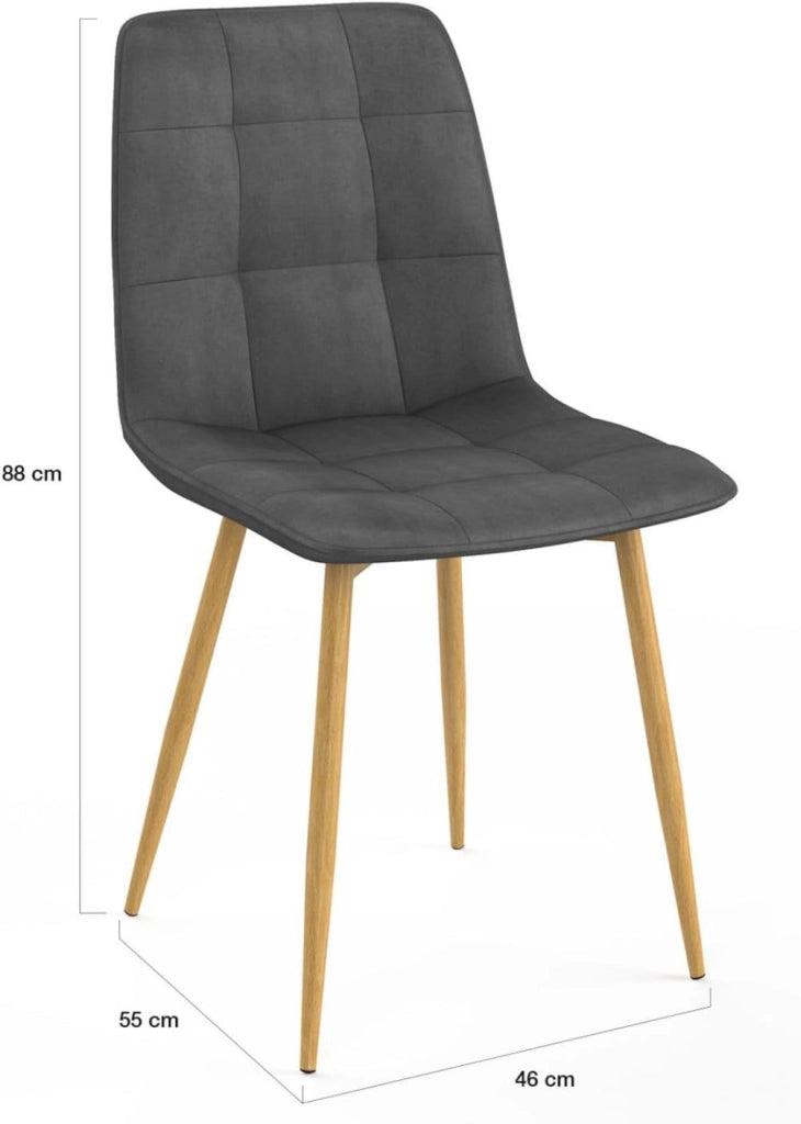 Set di 6 sedie da pranzo MILA in velluto grigio scuro con gambe effetto legno