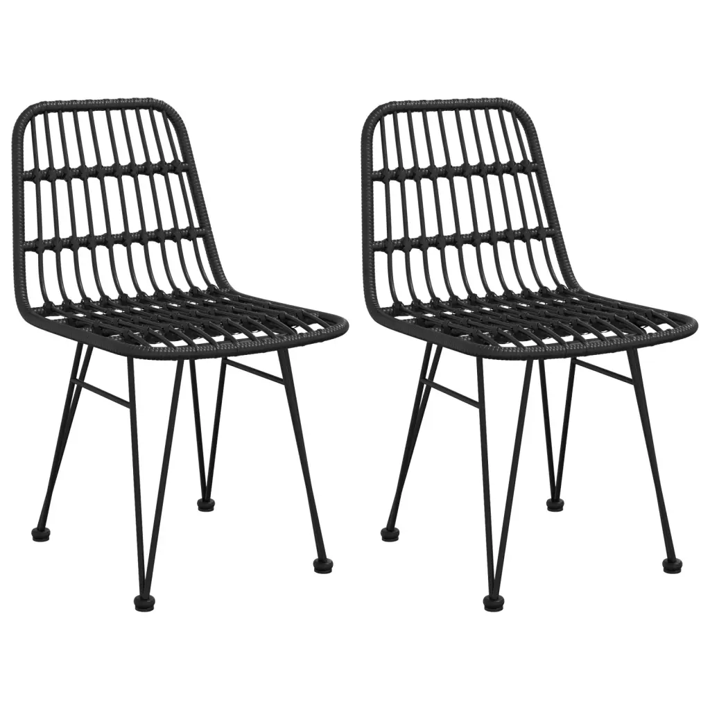 Set da Pranzo da Giardino 3 pz Nero in Polyrattan cod mxl 35595