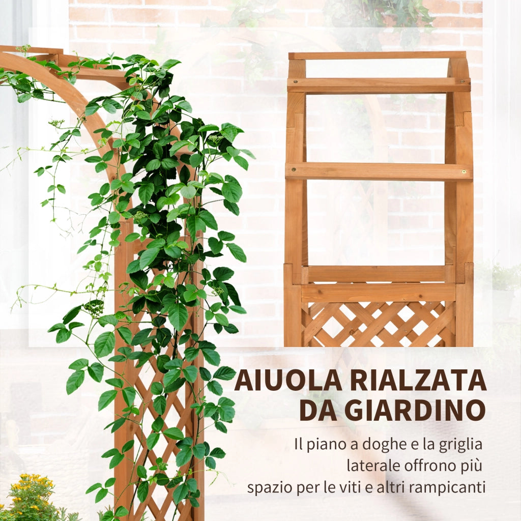 Fioriera da Giardino in Legno di Pino Marrone con Arco ¨C Zephmum ¨C 83x36x152 cm