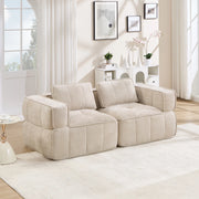 Divano modulare 2 posti con seduta profonda design senza telaio e braccioli ampi in poliestere beige 198 × 93 × 67 cm