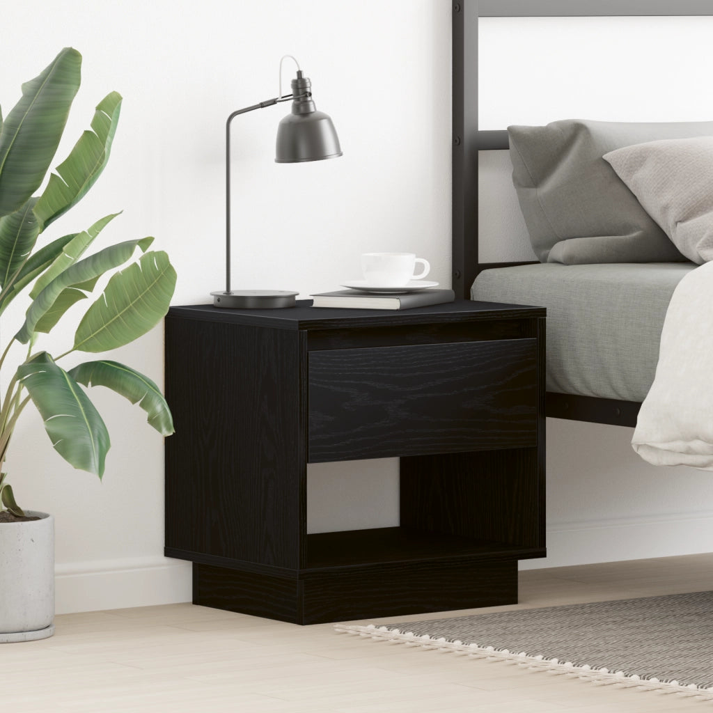 Comodino Nero Rovere 45x34x48 cm Legno ingegnerizzato