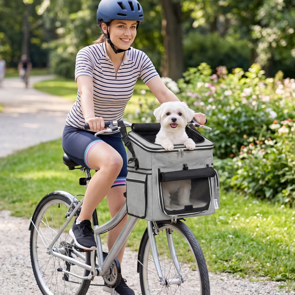Trasportino per Cani e Gatti da Bicicletta ¨C zephmum ¨C 33x26x35 cm, Grigio