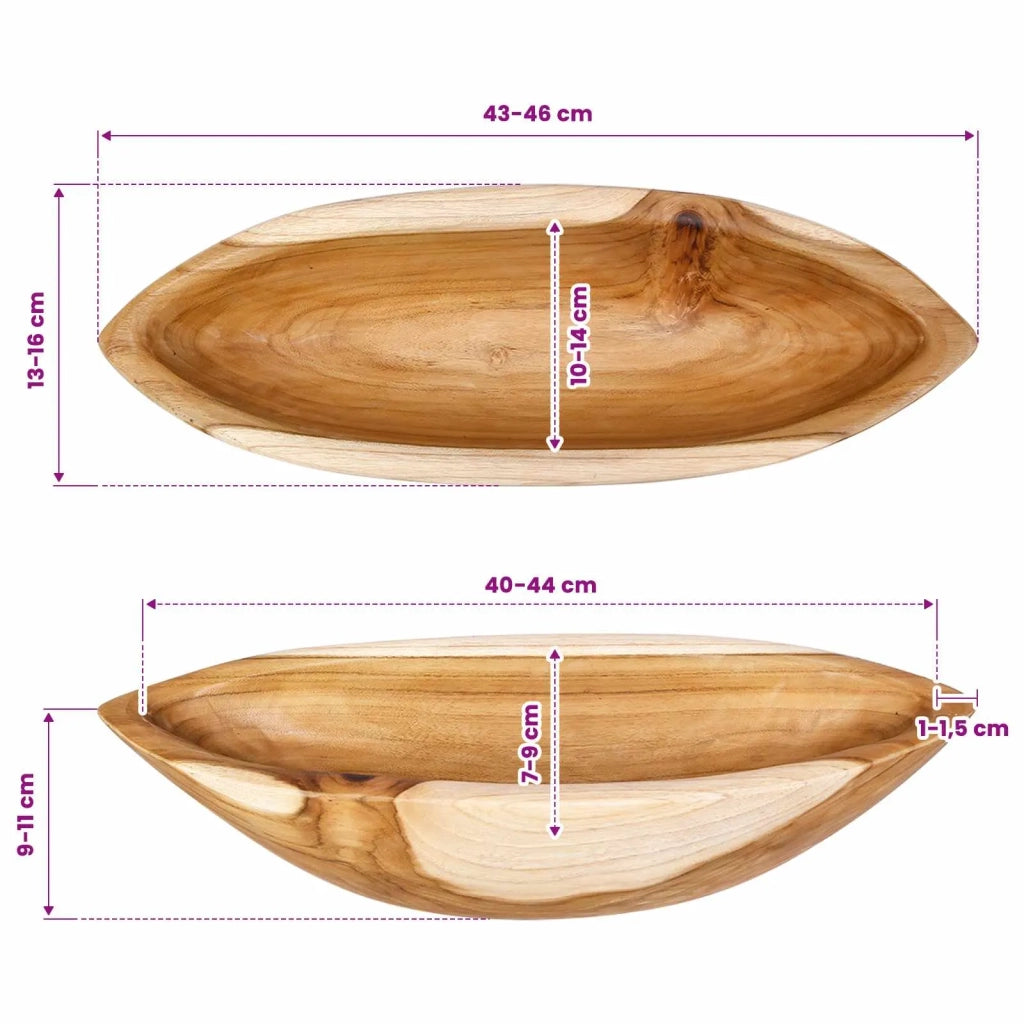 Fruit Bowl JEPARA Teak Brown 46 x 16 x 11 cm 42010341