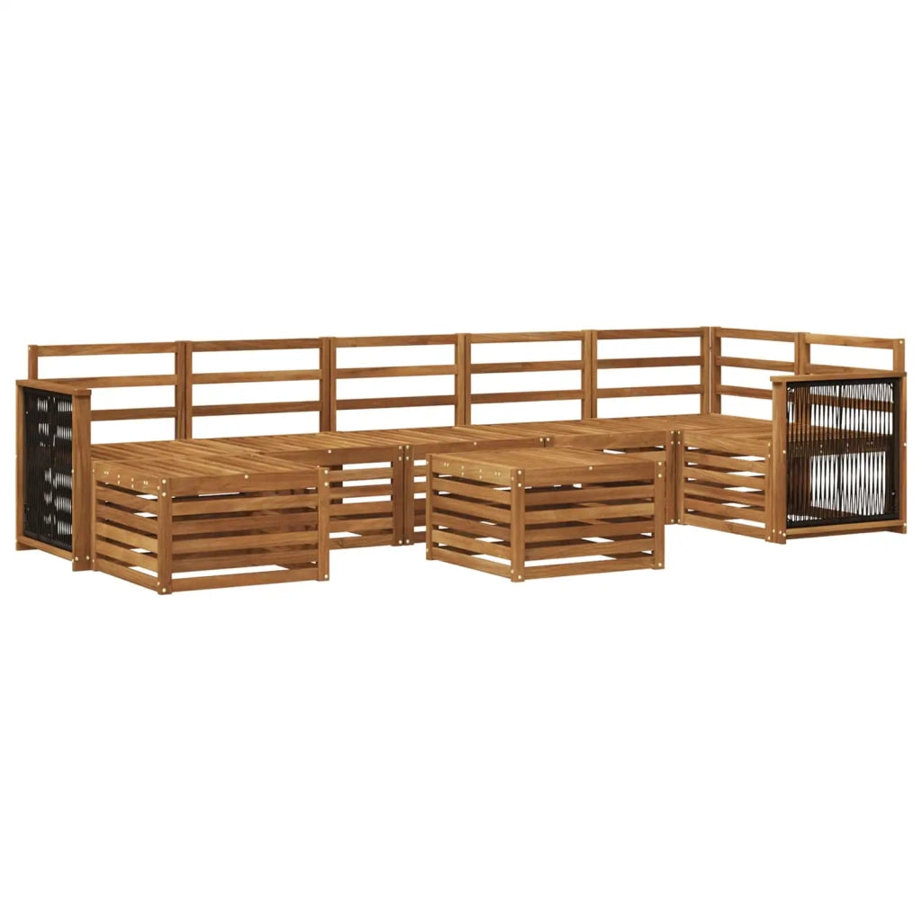 Set di divani da esterno 7 pz Naturale Legno di Acacia Massello 3384650