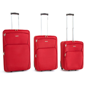 Set 3 Valigie Trolley Morbide in Poliestere 2 Ruote Ravizzoni Perla Rosso