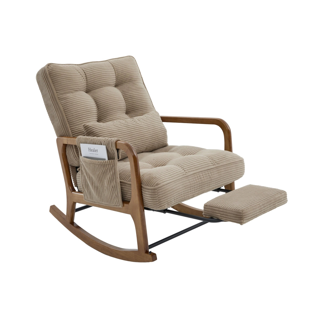 SEDIA A DONDOLO con poggiapiedi 70x80x92 cm in corda kaki