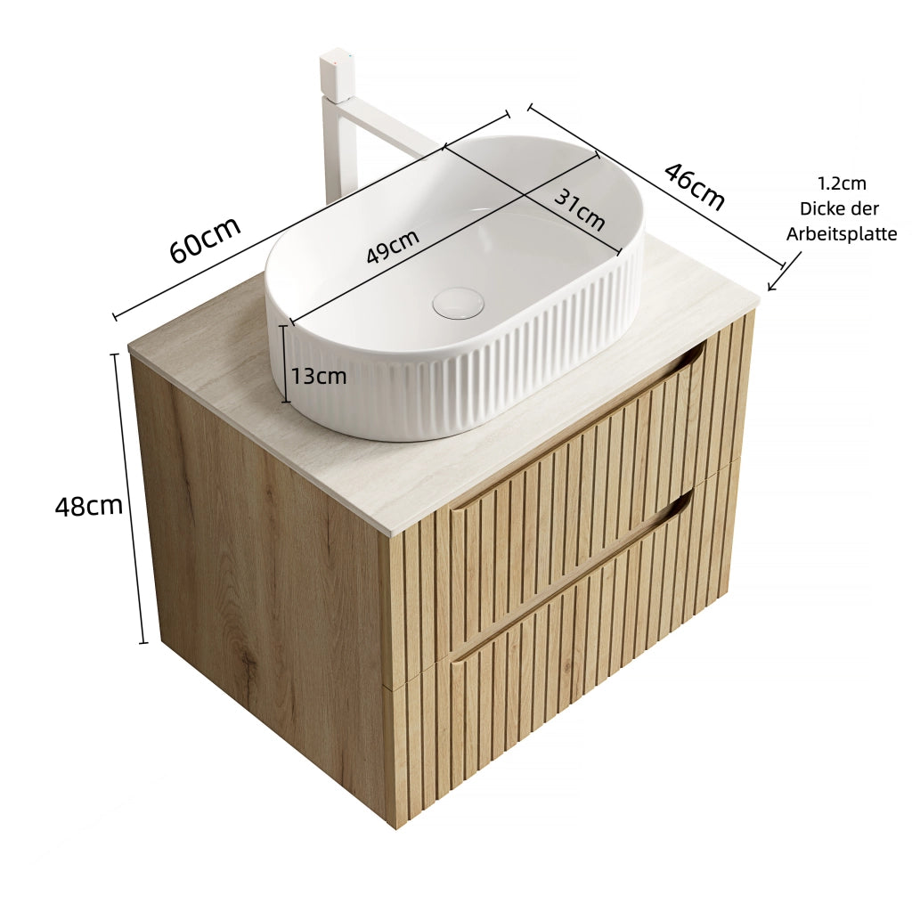 Mobile sottolavabo con 2 cassetti e chiusura soft close - per bagno - 60×46×62.2 cm - bianco