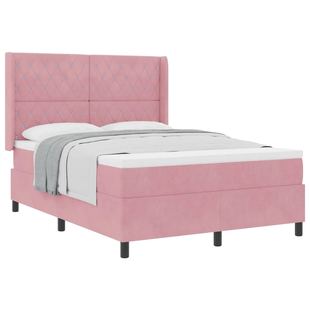 Letto a molle con materasso Rosa 160 x 200 cm Velluto 3341965