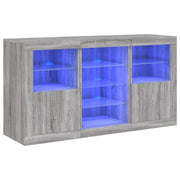 Credenza | Madia | Buffet da pranzo | Armadio da pranzo con Luci LED Grigio Sonoma 123x37x67 cm