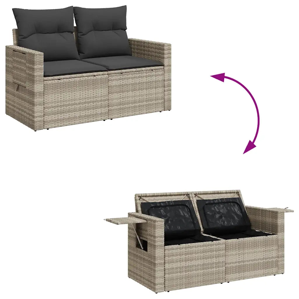 vidaXL Set Divano da Giardino 5pz con Cuscini Grigio Chiaro Polyrattan