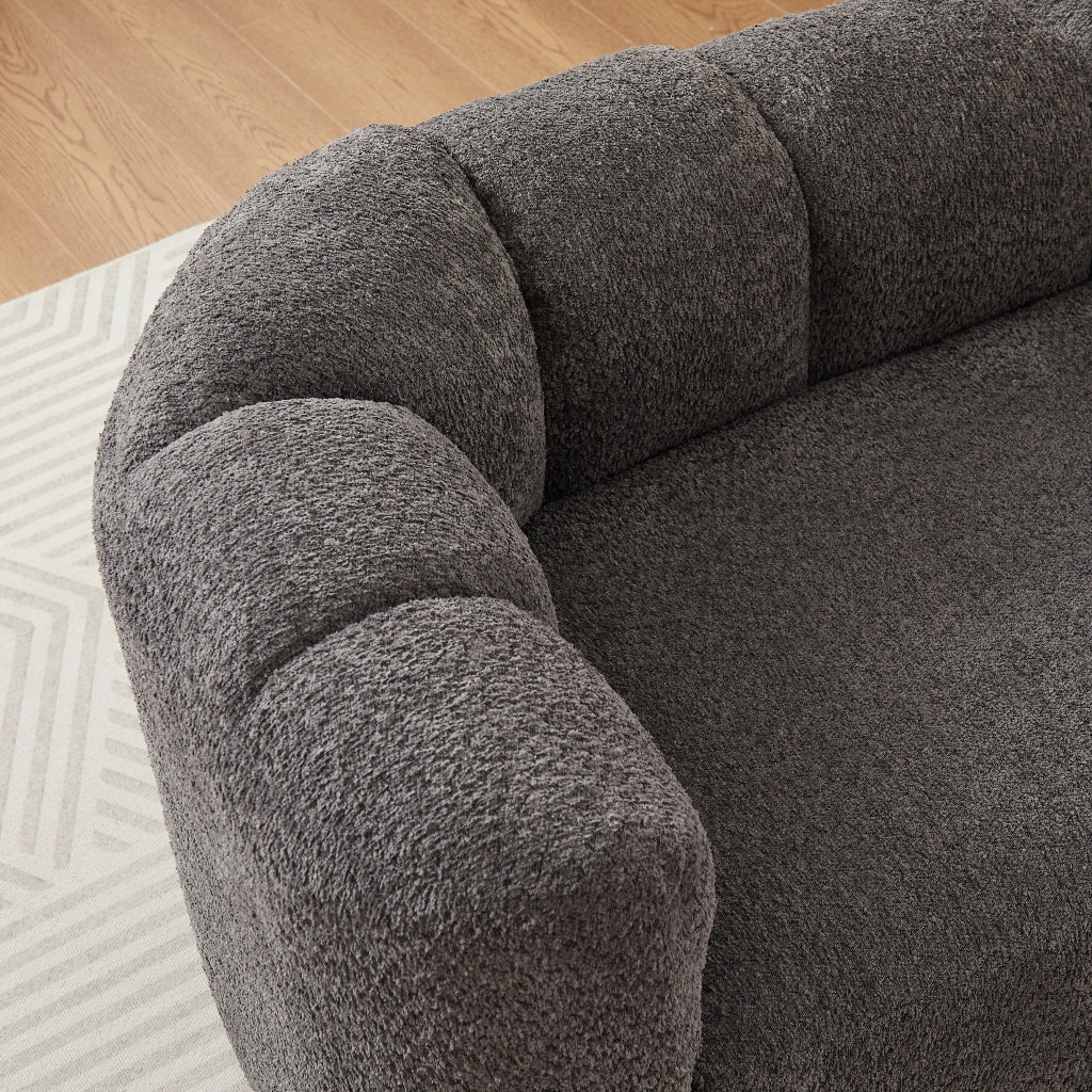 Chaise longue in chenille antracite con schienale ondulato, design moderno senza braccioli