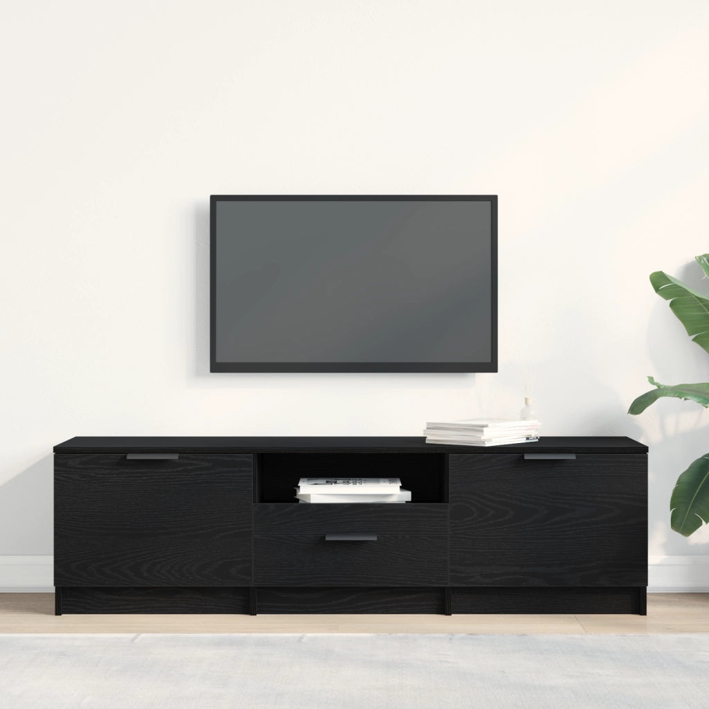 Mobile TV  - Rovere Nero - 140x35x40 cm - Realizzato in Legno Ingegnerizzato