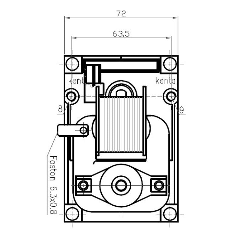 Ricambistufeapellet Motoriduttore Kenta per Stufe a Pellet K9177315, Velocità 5rpm, Senso di Rotazione Oraria, Pacco Lamellare 40mm, Albero Cavo Ø 8,5mm, Spianatura Doppia