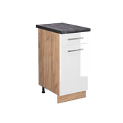 Mobiletto base per cucina Fame-Line Bianco lucido/Rovere dorato 40 cm, PL Antracite Vicco