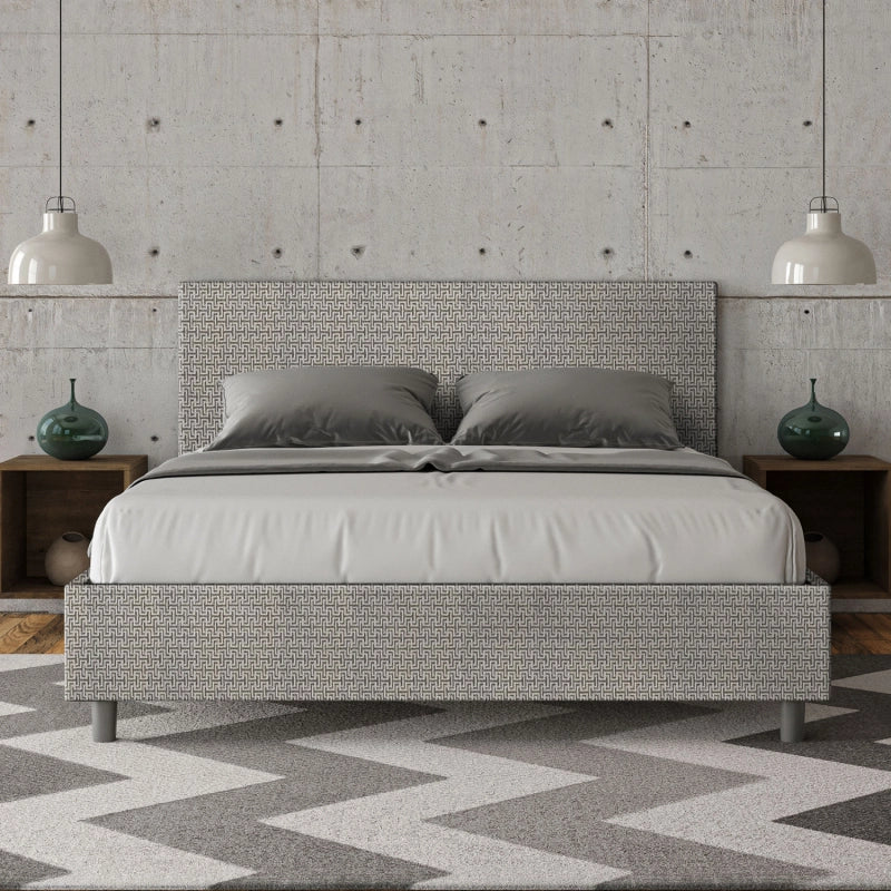 Letto imbottito Matrimoniale 160x190 cm tessuto Labirinto Adele - Contenitore,Grigio