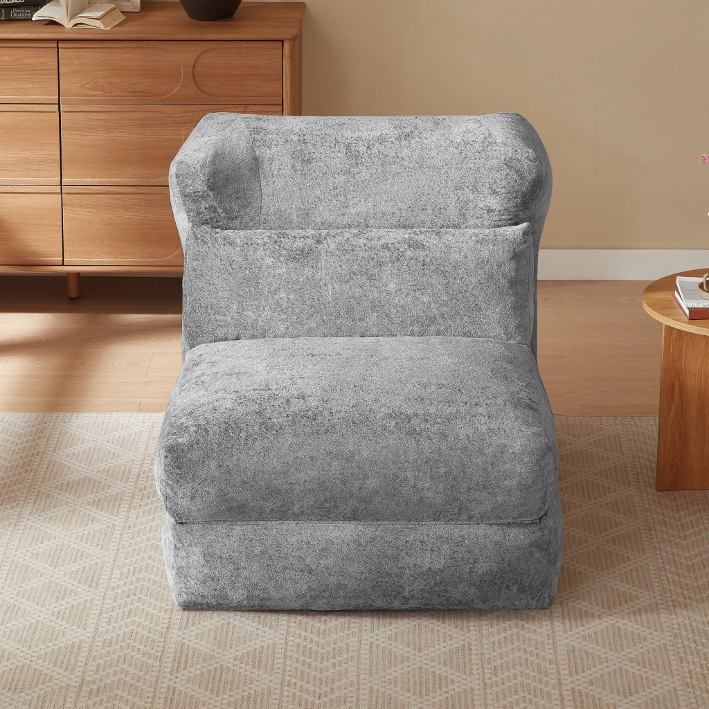Sedia a sdraio pieghevole, poltrona a sdraio, tessuto chenille, 210 x 90 x 86 cm, grigio
