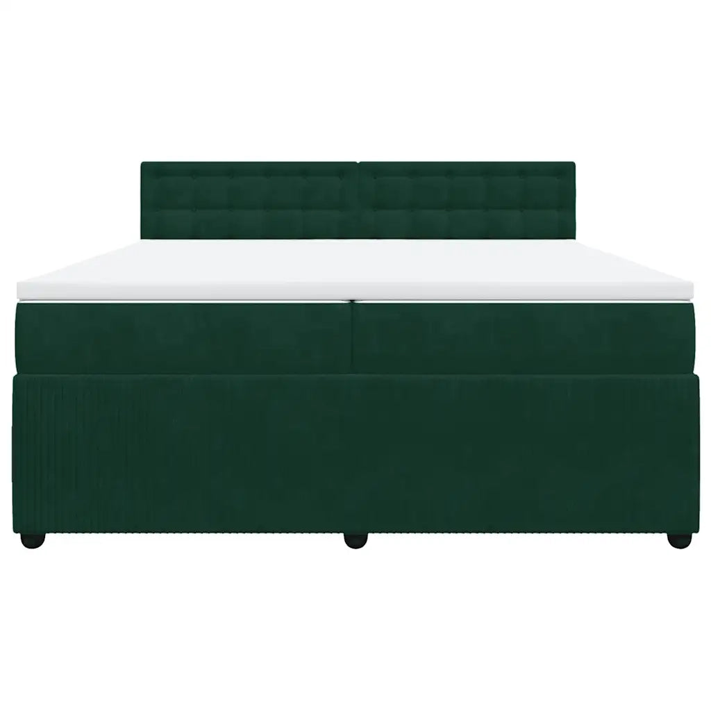 Giroletto a Molle con Materasso Verde Scuro 200x200 cm Velluto 3290145