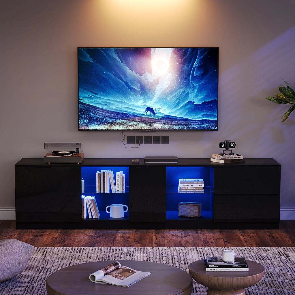 Mobile TV 160 x 40 x 52 cm nero – LED, 2 cassetti e anta