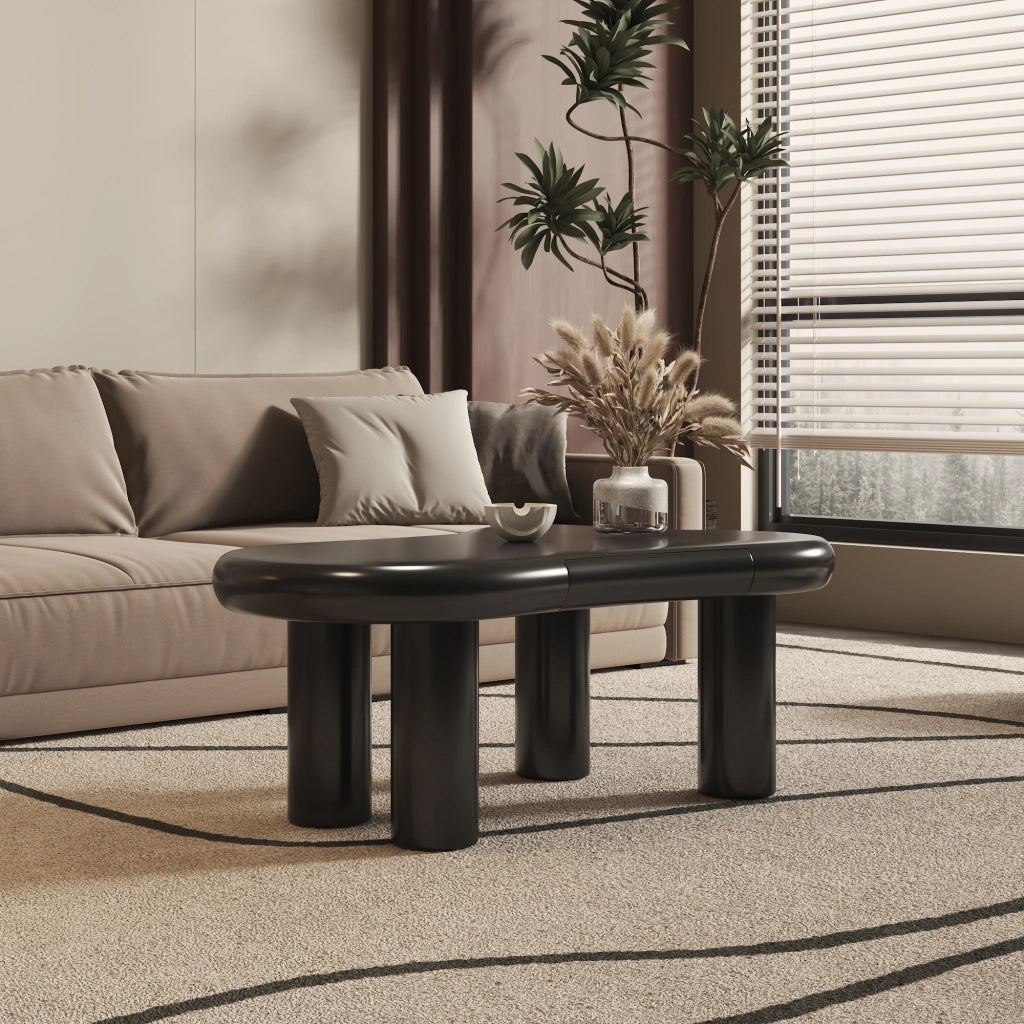 TAVOLINO da salotto a forma di nuvola 98 x 65,5 x 40 cm MDF nero con LED e cassetto