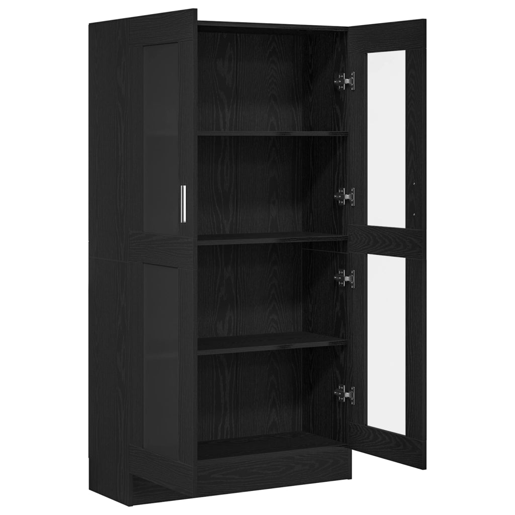 Libreria Nera in Finitura Rovere di  82,5x30,5x150 cm in Legno Ingegnerizzato