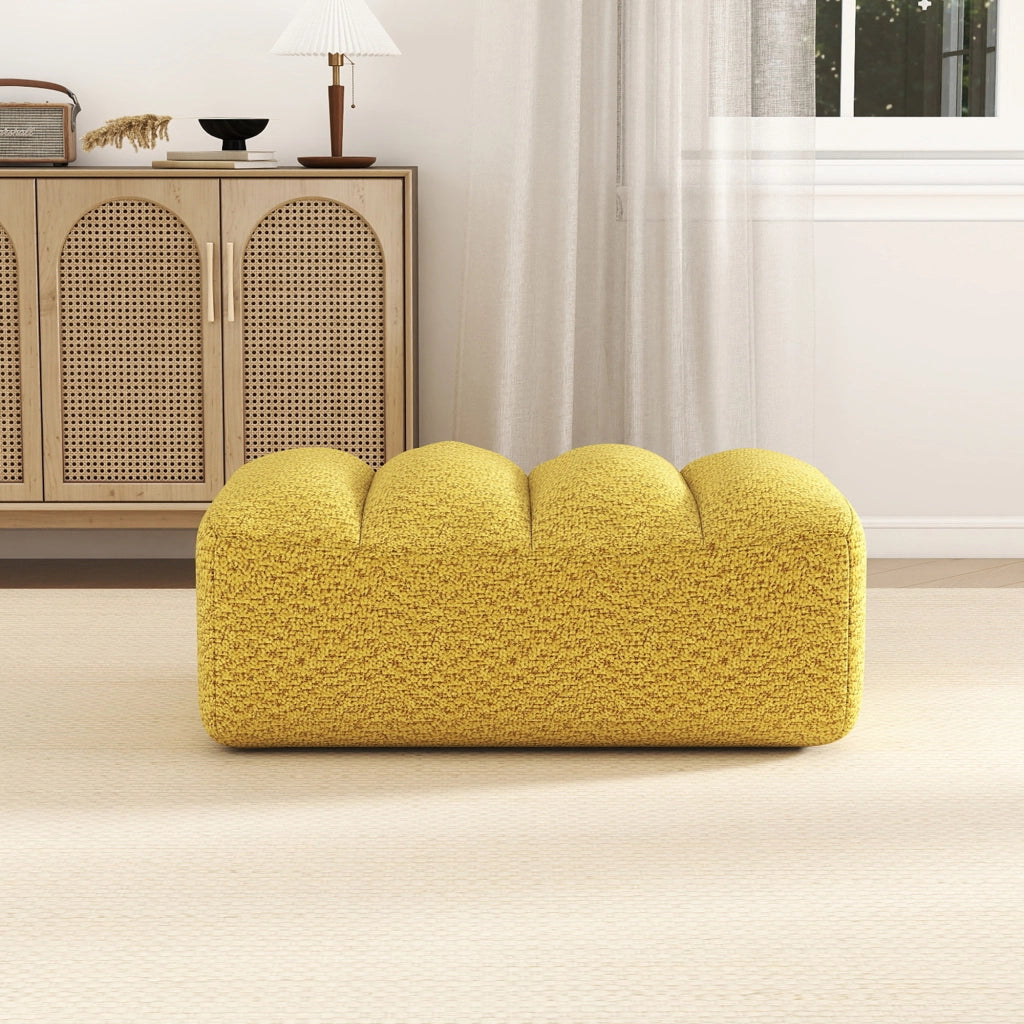 SOFA Modulare con Ottoman, Giallo, Fleece granulato