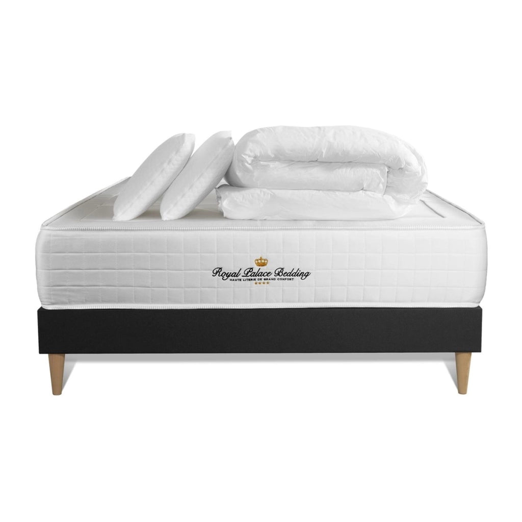 Pacchetto letto completo - Materasso 200x200cm + Box spring con doghe (kit) + 2 cuscini + Piumino - Windsor