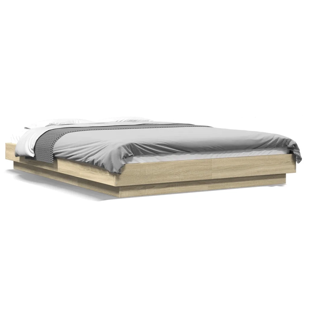 Giroletto Luci LED-Struttura Letto con LED Rovere Sonoma 120x190 cm Legno Multistrato 371403