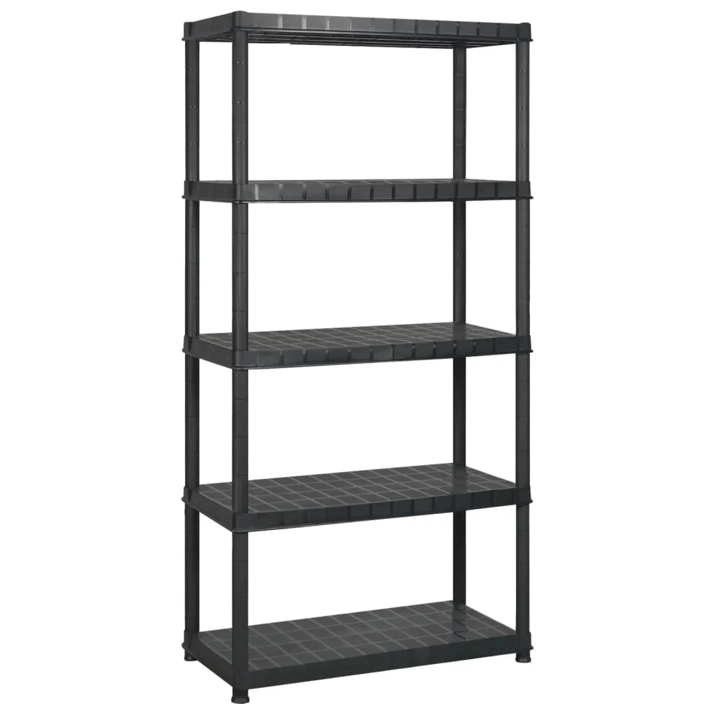 Scaffale portaoggetti a 5 ripiani 170 x 40 x 185 cm Plastica nera 02_0045702