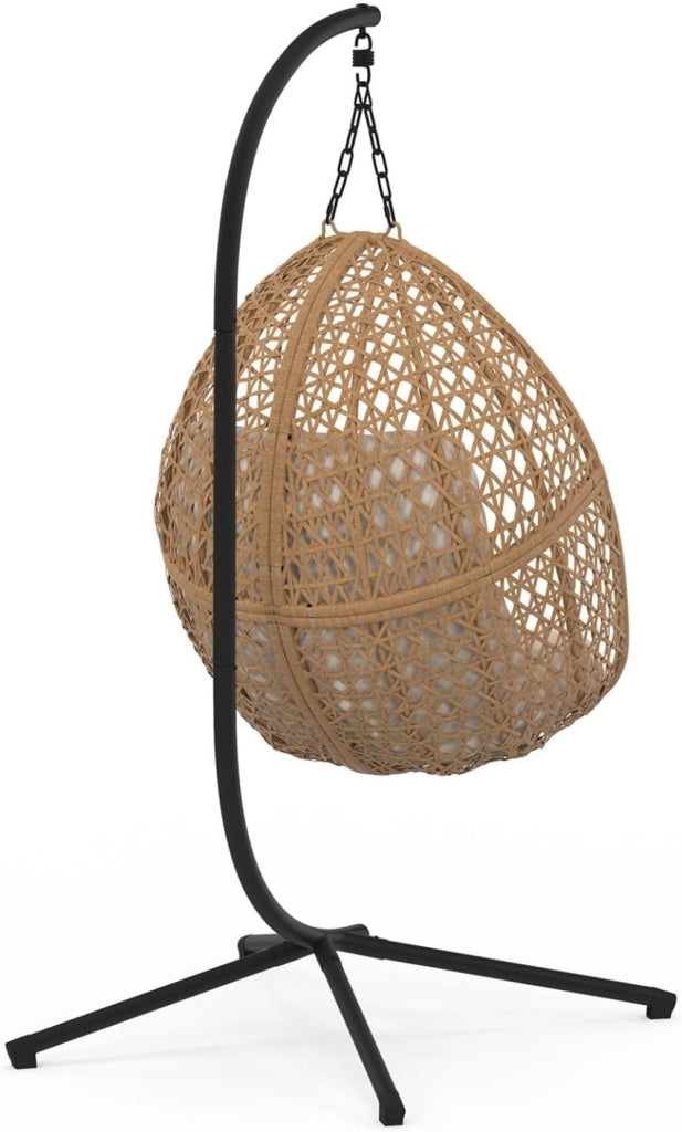 Poltrona Moon Traforata in Rattan con Cuscino Ecrù