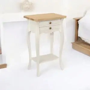 Porta telefono Comodino in legno Shabby chic mod francesino bianco e naturale