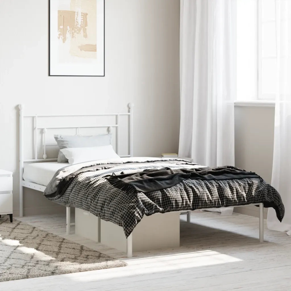 Giroletto con Testiera Metallo Bianco 107x203 cm 374384
