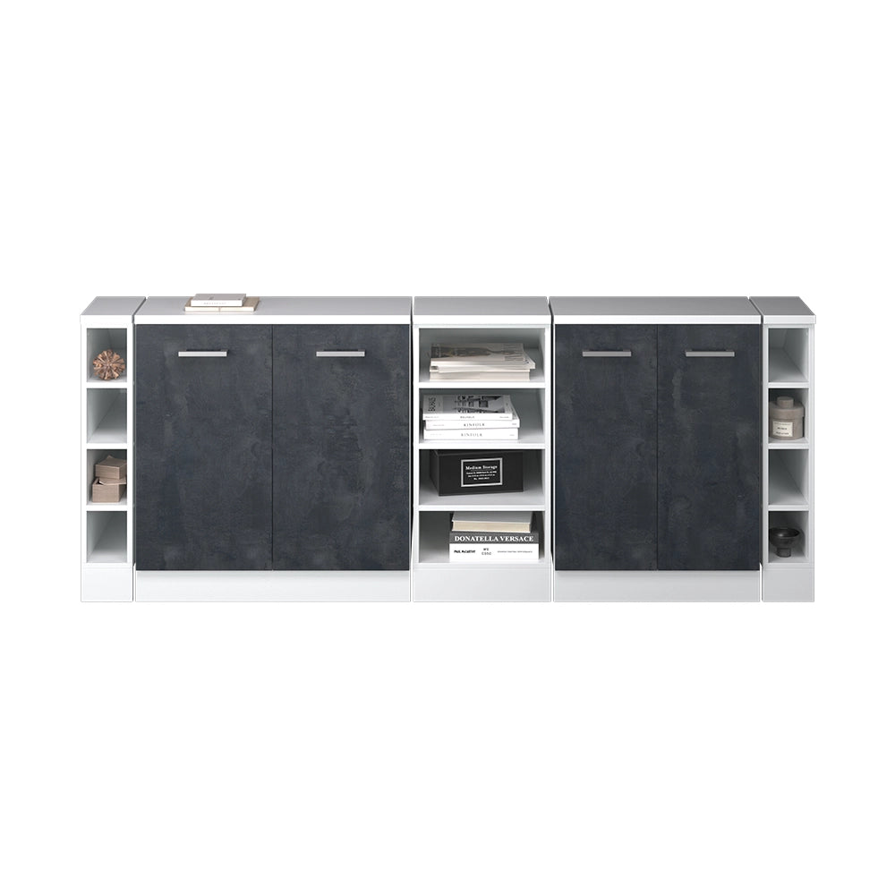 Set di mobili sottotetto Rion Calce nera/Bianco 210 cm Set di 5 carcasse armadio profondità 60 cm Vicco