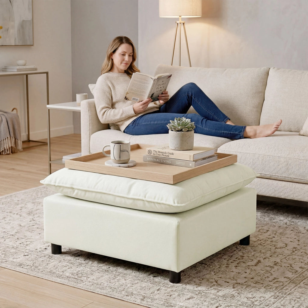 Pouf imbottito ¨C zephmum ¨C crema 75x75x40